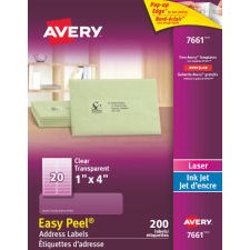 Avery Easy Peel Clear Address Labels 1" x 4"