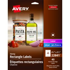 Avery Print-to-the-Edge Hemp Labels, 3-1/2" x 4-1/4"
