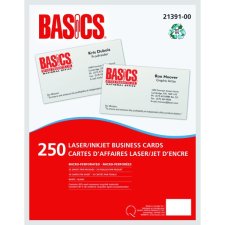 Basics&reg; Business Cards, Laser & Inkjet, White, 250/pkg
