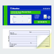 Blueline 2-Part Receipt Book, Carbonless, 50 sets, Bilingual