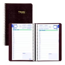 Blueline® Essential Daily Diary, Soft Cover, 8" x 5", Bilingual, Burgundy