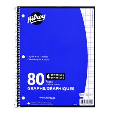 Hilroy Graph Notebook, 10-1/2" x 8", 80 pages