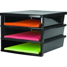 Storex® Quickstack Literature Organizer, 3 Compartments, Black