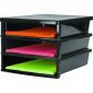 Storex&reg; Quickstack Literature Organizer, 3 Compartments, Black