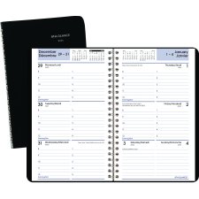 AT-A-GLANCE® Weekly Desk Diary, 8-3/16 x 5-1/2, Bilingual, Black