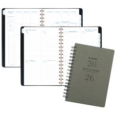 AT-A-GLANCE® Signature Collection Weekly/Monthly Planner, 8-1/2" x 6", Bilingual, Grey