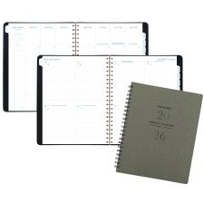 AT-A-GLANCE® Signature Collection Weekly/Monthly Planner, 11-1/4" x 9", Bilingual, Grey