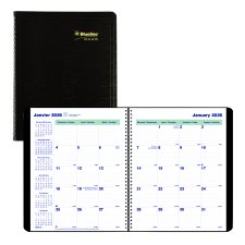 Blueline® Essential Monthly Diary, 9-1/4" x 7-1/4", Bilingual, Black