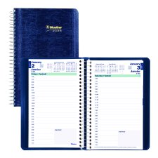 Blueline® Essential Daily Diary, 8" x 5", Bilingual, Blue