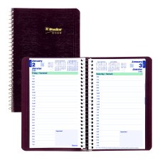 Blueline® Essential Daily Diary, 8" x 5", Bilingual, Burgundy