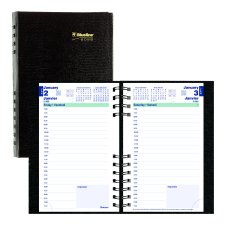 Blueline® CoilPro Daily Diary, 8" x 5", Bilingual, Black