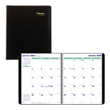 Blueline® Essential Monthly Diary, 11" x 9-1/16", Bilingual, Black