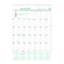 Brownline® EcoLogix® Monthly Wall Calendar, 12" x 17"