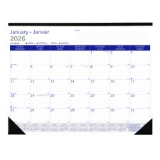 Blueline® DuraGlobe Monthly Desk Pad, 22" x 17", Bilingual