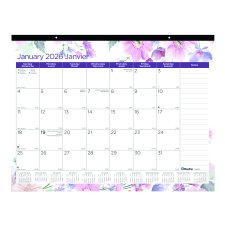 Blueline® Monthly Desk Pad, 22" x 17", Bilingual, Floral Design