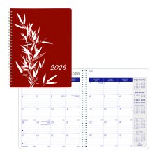 Blueline® DuraGlobe Monthly Planner, 8-7/8" x 7-1/8", Bilingual, Red