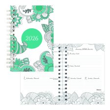 Blueline® DoodlePlan Weekly/Monthly Planner, 8" x 5", Bilingual, Botanica
