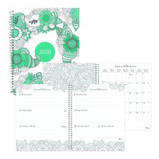 Blueline® DoodlePlan Weekly/Monthly Planner, 11" x 8-1/2", Bilingual, Botanica