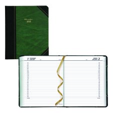 Brownline® Traditional Daily Diary, Hard Cover, 8-1/8" x 6-9/16", Green