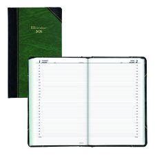Brownline® Traditional Daily Diary, Hard Cover, 13-3/8" x 8", Green