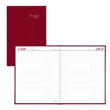 Brownline® Traditional Daily Journal, Hard Cover, 10" x 7-7/8", Red