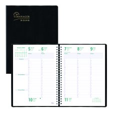 Blueline® Timanager® Weekly Business Diary, 10-1/4" x 7-5/8", Black