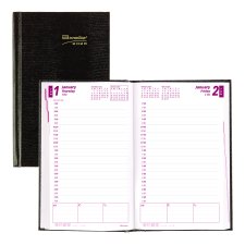 Brownline® Traditional Daily Planner, Hard Cover, 8" x 5", Black