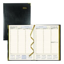 Brownline® Executive Weekly Diary, Hard Cover, 10-3/4" x 7-3/4", Trilingual, Black