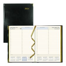 Brownline® Executive Daily Diary, Hard Cover, 10-3/4x7-3/4", Trilingual, Black