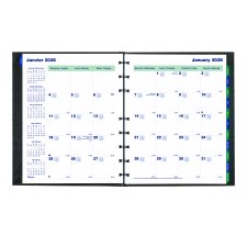Blueline® MiracleBind CoilPro Monthly Planner, Hard Cover, 9-1/4" x 7-1/4", Bilingual, Black