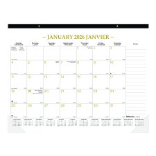 Blueline® Gold Collection Monthly Desk Pad, 22" x 17", Bilingual