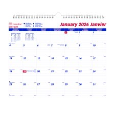 Blueline® Monthly Wall Calendar, 15" x 12", Bilingual