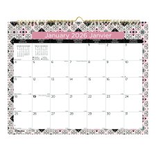 Blueline® Monthly Wall Calendar, 15" x 12", Bilingual, Tiles