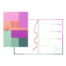 Letts® Gradient Weekly Planner, Hard Cover, 8-1/4" x 5-7/8", Multilingual, Rose