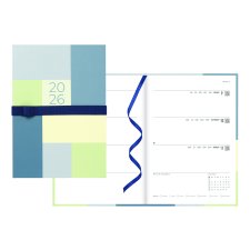 Letts® Gradient Weekly Planner, Hard Cover, 8-1/4" x 5-7/8", Multilingual, Blue
