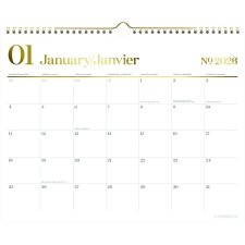 Cambridge® WorkStyle Wall Calendar, 15" x 12", Bilingual, White/Gold
