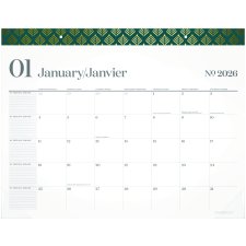 Cambridge® WorkStyle® Monthly Desk Pad Calendar, 21-3/4 x 17, Bilingual, Teal