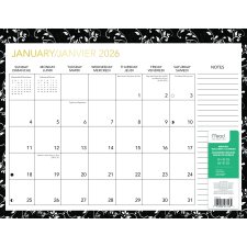 Mead® Scroll Family Monthly Desk/Wall Calendar, 17" x 13", Bilingual, Black/White