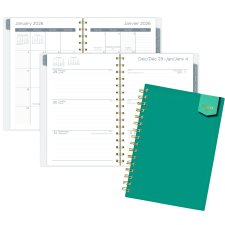 Mead® Real Weekly/Monthly Planner, 8-1/2" x 6", Bilingual, Teal
