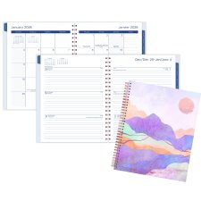 Mead® Serene Horizon Weekly/Monthly Planner, 11" x 9", Bilingual, Purple