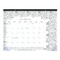 Blueline® DoodlePlan Colouring Monthly Desk Pad, 22" x 17", Botanica Design