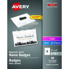 Avery® Name Badge Kits Magnetic Style 3" x 4" 48/pkg