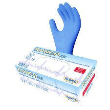 RONCO NE2 General Purpose Nitrile Gloves, Powder Free, Medium, Blue, 100/bx
