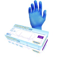 RONCO NE2 General Purpose Nitrile Gloves, Powder Free, 2XL, Blue, 100/bx