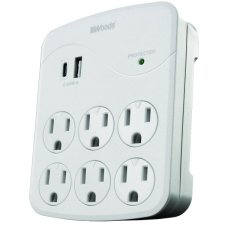 Woods® 6-Outlet/USB A&C Ports Wall Tap Surge Protector, White