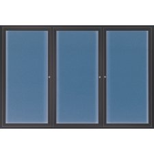 Quartet Enclosed Bulletin Cork Board, 3-Door, 48" x 72", Aluminum Frame