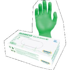 RONCO Earth Biodegradable Nitrile Examination Gloves, Small, Green, 100/bx