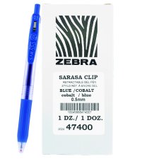 Zebra Sarasa Clip Retractable Gel Pen, 0.5 mm, Cobalt Blue