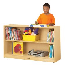 Jonti-Craft Low Adjustable Mobile Straight-Shelf with See Thru Back