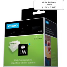 DYMO LabelWriter Standard Address Labels, 1-1/8" x 3-1/2", White, 2 rls/bx